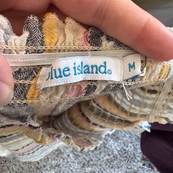 NWT Women's Blue Island Multicolor Strapless Jumpsuit Size Medium Coastal Beach - Picture 12 of 12